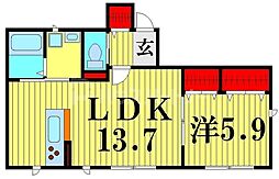 ルミエール光I 1階1LDKの間取り