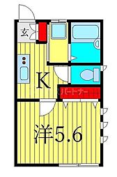 エスポア 2階1Kの間取り