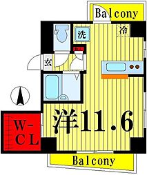 ビエント 10階ワンルームの間取り
