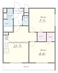 フィレール南千住 3階2LDKの間取り