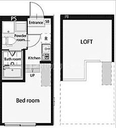 ハーモニーテラス栗原 1階ワンルームの間取り