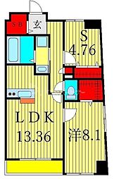 F・D　VILLE 14階1SLDKの間取り