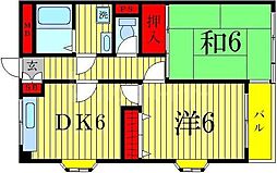 第五コンクラマンション 3階2DKの間取り