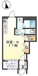 ボッテガノワール 1階ワンルームの間取り