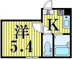 マーレ綾瀬 1階1Kの間取り