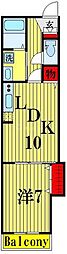 エムズグレイス7 3階1LDKの間取り