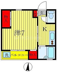 コーポラス五反野 1階1Kの間取り