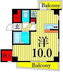 ビエント 8階ワンルームの間取り