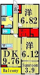 Ark　Bliss六町 1階2DKの間取り