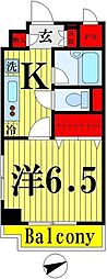 リバージュ北千住 3階1Kの間取り
