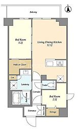 コンフォリア竹ノ塚イースト 4階2LDKの間取り