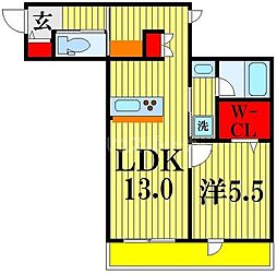 Wisteria Nishiarai 3階1LDKの間取り