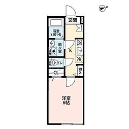 エクセラン竹ノ塚 302 3階1Kの間取り