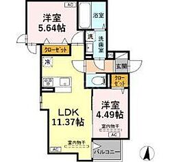 グラナーデ神明 1階2LDKの間取り