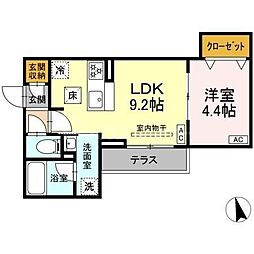 セレスティア栗原II 105 1階1LDKの間取り