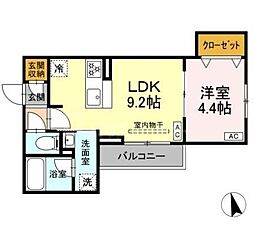 セレスティア栗原II 3階1LDKの間取り