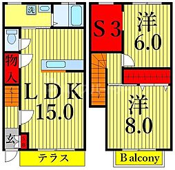 メンバーズヒル一ツ家 2階2LDKの間取り