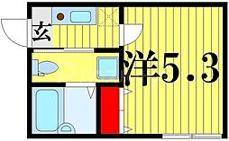 アクロス 3階1Kの間取り