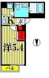 M・シャルム 4階1Kの間取り