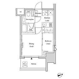 ザ・パークハビオ北千住 14階2Kの間取り