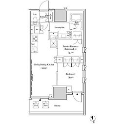ザ・パークハビオ北千住 9階1SLDKの間取り