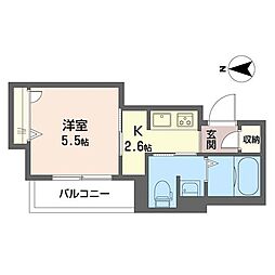 ビスタリエ南花畑 1Kの間取図画像