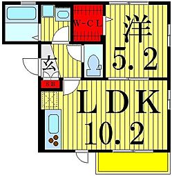 サンクレール 2階1LDKの間取り
