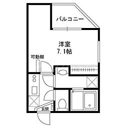 ピークヴィレ青井 302 3階1Kの間取り