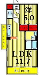 ワコーレ千住B棟 1LDKの間取図画像