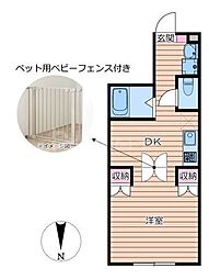 brillante paws 舎人 1DKの間取図画像