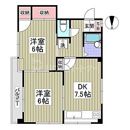 西尾ビル 2DKの間取図画像