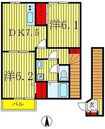 プランドール 2DKの間取図画像