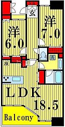 ロイヤルパークス西新井 2LDKの間取図画像