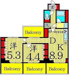 OPENBLOOM綾瀬 2DKの間取図画像