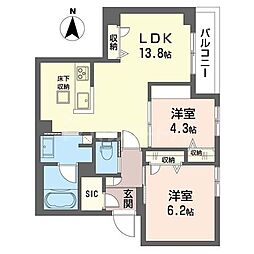 ボン ベルディ 2LDKの間取図画像