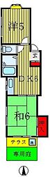 コーポ福永 2DKの間取図画像