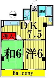 プレジデントハイム 2DKの間取図画像