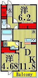 レイストリーフ2 2LDKの間取図画像