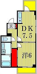 ドミールリバーサイドY 1DKの間取図画像