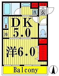 ワコーレ千住A棟 1DKの間取図画像