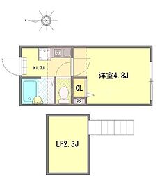 フォルトゥーナ梅島 1Kの間取図画像