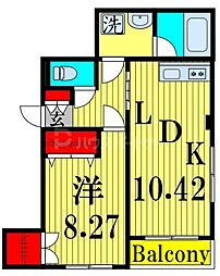 メルヴェーユハウスIV 1LDKの間取図画像