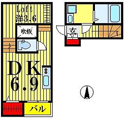 パームツリーアネックス 1DKの間取図画像