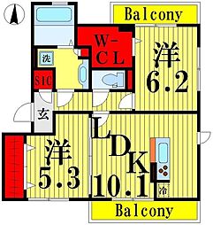 グランドゥールシャルマン 2LDKの間取図画像