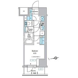 プレディアコート北千住 1Kの間取図画像
