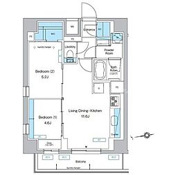 プレディアコート北千住 2LDKの間取図画像