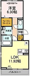 ルミエール1 1LDKの間取図画像