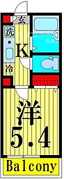 メルディア青井2 1Kの間取図画像