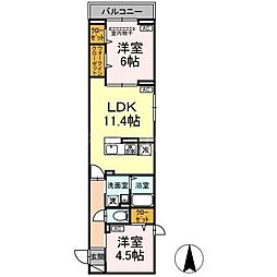 セレスティア大谷田V 2LDKの間取図画像