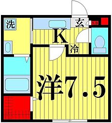 アイビー・コート 1Kの間取図画像